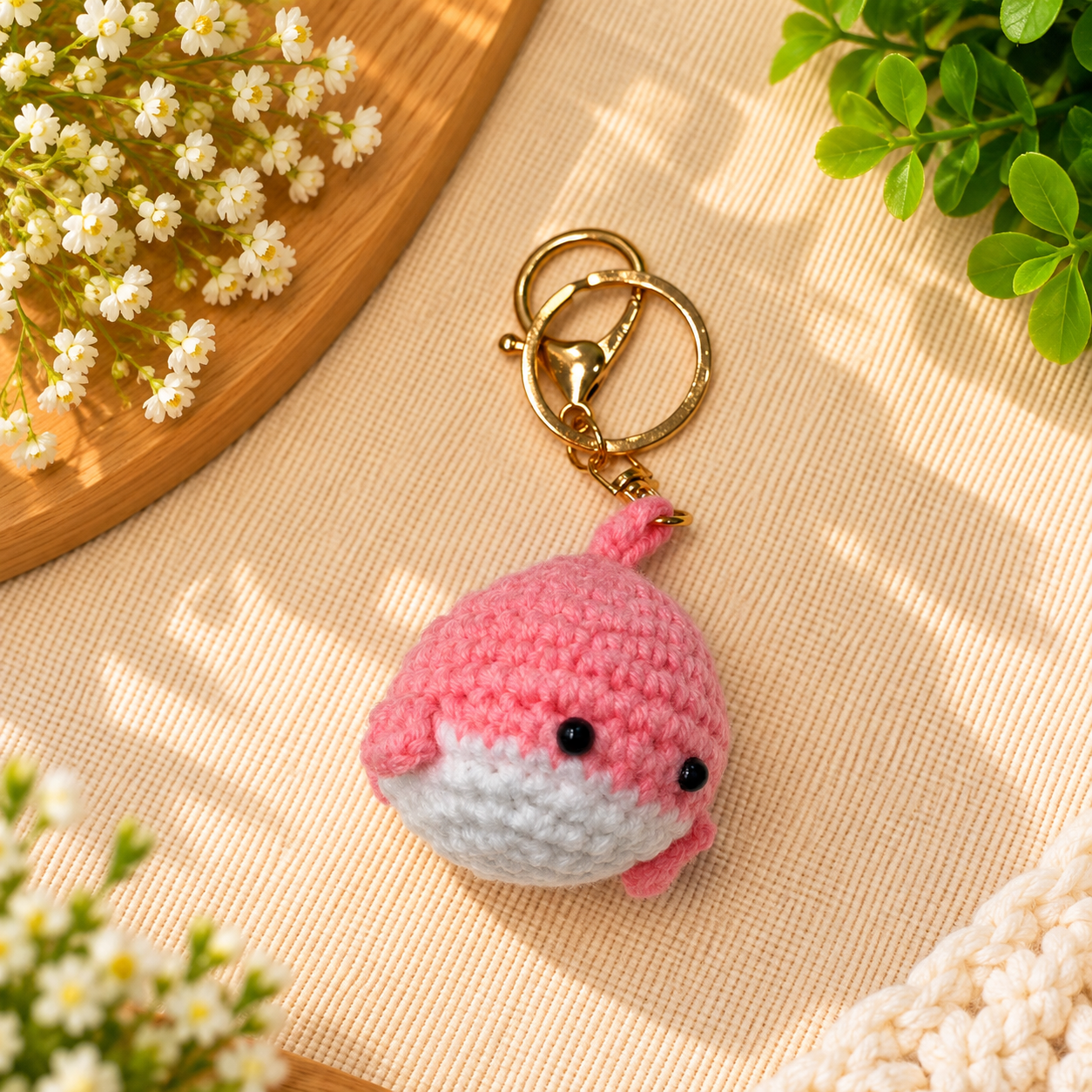 Blushie Fish Crochet Keychain handmade product by Voshe Art