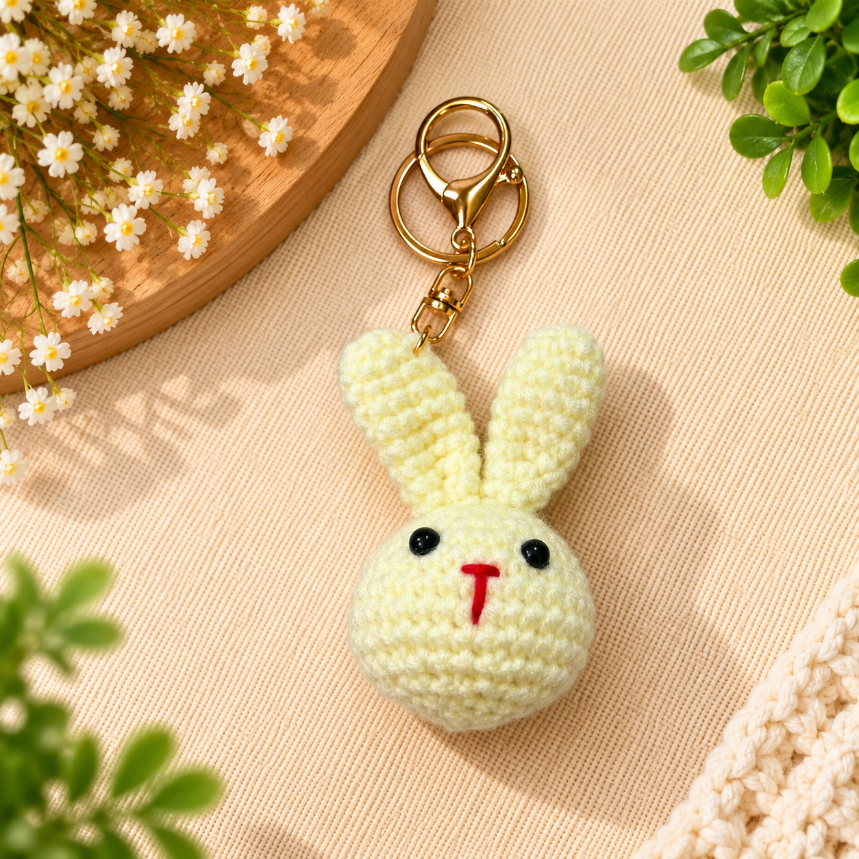 Little Bunny Crochet Keychain handmade product by Voshe Art